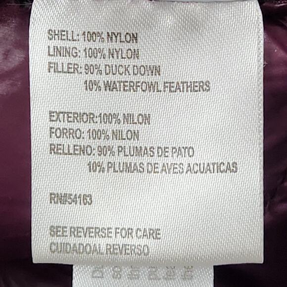 Calvin Klein Down Puffer Jacket Womens Medium Purple Hooded Packable Long Coat - Picture 13 of 16